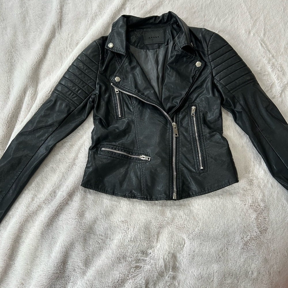 Blank NYC Black faux Leather Biker Jacket size s